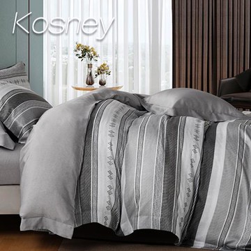 KOSNEY  塞納淺灰  加大100%天絲TENCE六件式兩用被床罩組