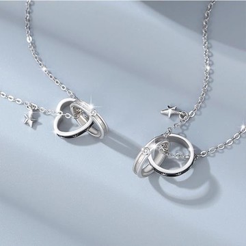 RJ New York 黑夜星星環環相扣男女情人項鍊(男女款可選)