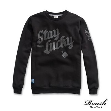 Roush Lucky美式骷髏膠印刷毛大學Tee(2511501)