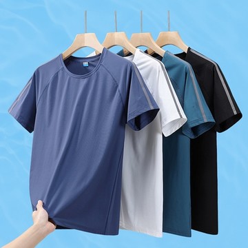 [巴黎精品] T恤短袖上衣-冰絲透氣速乾寬鬆男裝4色a1eo22