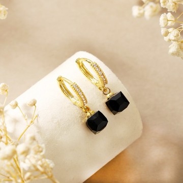 Sweet Air D4103 日韓流行耳飾 S925銀針 立體黑色小方塊針式耳扣 耳針 耳環