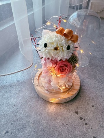 Hello Kitty 情人節七夕花禮-玻璃盅