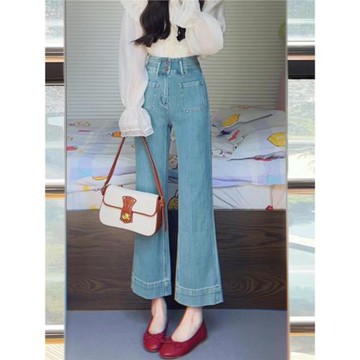 （當天發）設計感氣質牛仔褲2025年春季新款高級感百搭休閑闊腿褲