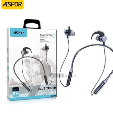 ASPOR 防水防汗超長續航 運動型挂脖式藍牙耳機 升級鯊魚翅耳鉤設計