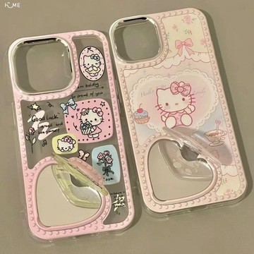 🔥手機殼 日韓卡通貓咪鏡面適用15promax蘋果14新款iPhone13手機殼12女11軟