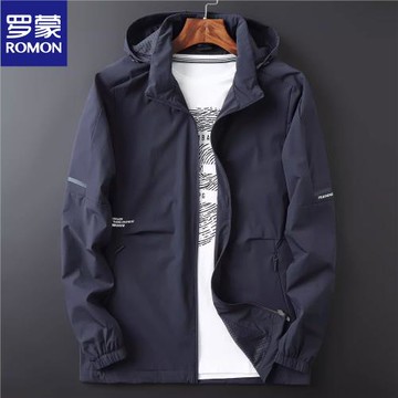 羅蒙春秋大碼男士薄款休閑夾克寬松加肥加大運動外套胖子秋裝上衣