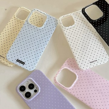 韓風ins簡約純色波點適用防摔手機殼 iphone17手機殼 16 15保護殼 簡約設計