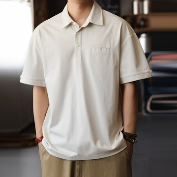 Wuluwear 240g索羅娜涼感短袖POLO衫男士美式休閒素色簡約翻領TEE