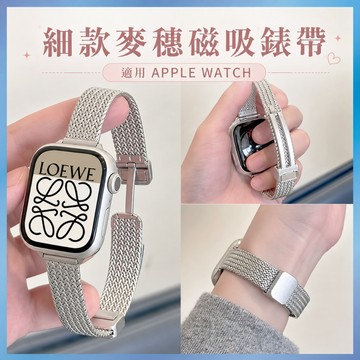 金屬磁吸錶帶 麥穗錶帶 適用 Apple Watch S1-S11 SE 不鏽鋼 替換錶帶