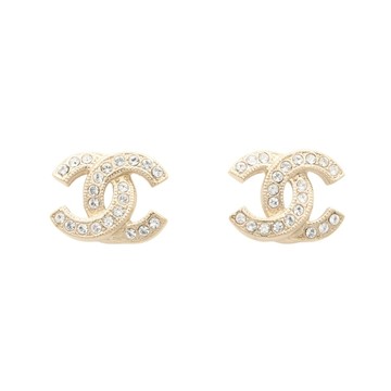 CHANEL 香奈兒 雙C 針式耳環 金色 金屬 【二手名牌BRAND OFF】