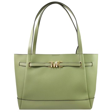 MICHAEL KORS Reed 金屬LOGO皮革拼接肩背托特包.綠