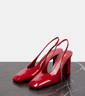 Prada 85 patent leather slingback pumps