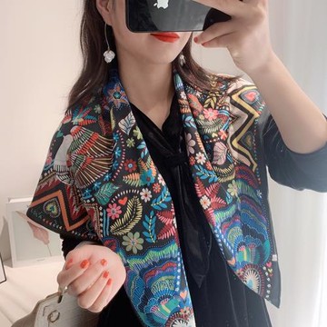 藝術殿堂！色彩密碼大方巾民族風圍巾彩繪夏季旗袍披肩絲巾女百搭