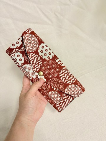 磚紅日風布長夾