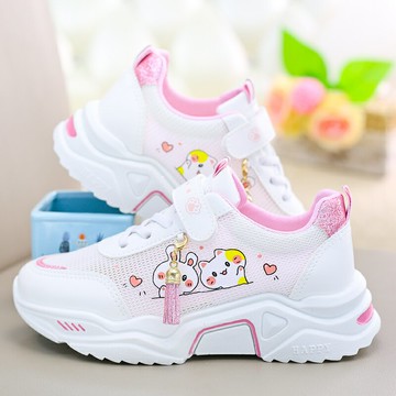 女童鞋夏款女孩鞋子透氣網面新款老爹鞋兒童單網鞋女童運動鞋夏季