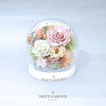 香檳色玫瑰保鮮花LED玻璃球