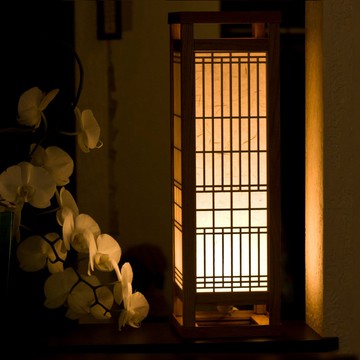 傳統組子細工木製和紙檯燈夜燈