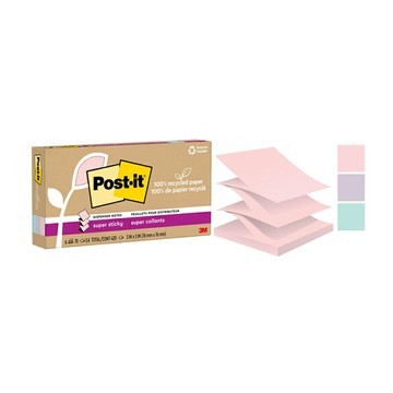 【史代新文具】3M R330R-6SSNRP 混色 狠黏抽取式環保便條紙/便利貼 (70張/6本/盒)