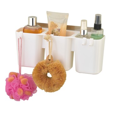 【H&R安室家】多功能無痕三格廚房/衛浴收納盒 KRF03