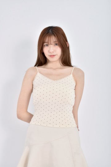 加購優惠(S) 【里唯私服】gu質感細肩帶小愛心白色上衣