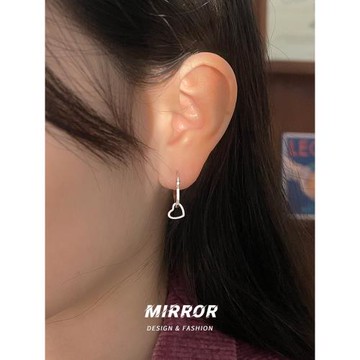 小麋人925純銀雙愛心耳圈女耳扣2025新款潮耳釘耳環耳飾小眾設計