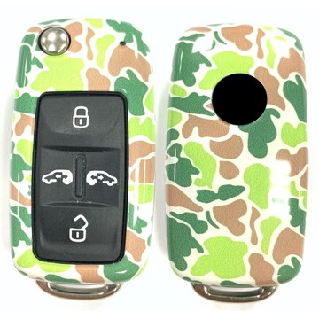 日本品牌 vw福斯switch款車鎖匙造型保護殼 golf tiguan 個性汽車鑰匙套(叢林綠)