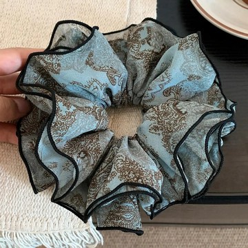 復古印花百褶頭帶女韓式高檔髮飾