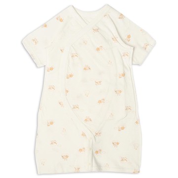 akachan honpo - 5分袖連身衣 附內衣-淺卡其色 (50~60cm)