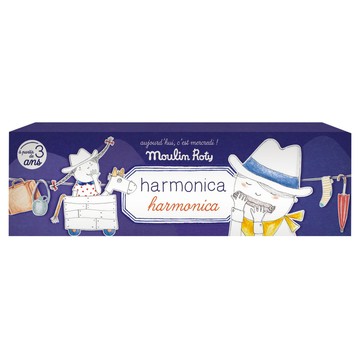 Moulin Roty 迷您兒童口琴(10孔) 適合3歲以上兒童 音樂啟蒙玩具  1盒  11X3.5X2.5公分  銀色