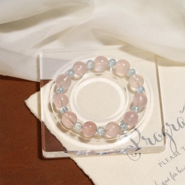 【桃氣】純天然馬達加斯加粉晶搭配海藍寶招桃花多巴胺水晶手串