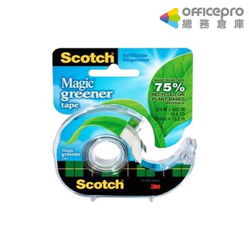 3M Scotch綠材質隱形膠帶/810GD/3/4/19mmx15.2M/附膠帶台｜Officepro總務倉庫