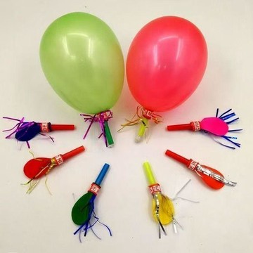⚡免運臺灣有貨⚡100裝兒童金絲哨子氣球帶響口哨吹龍寶寶生日派對用品生日禮物⚡可開票