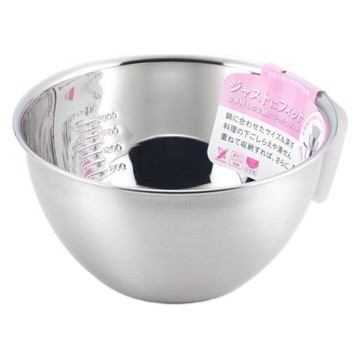 YOSHIKAWA 吉川 just fit混合碗 22cm (附刻度) sj1395 攪拌盆 不鏽鋼碗 料理碗  1入  混合碗