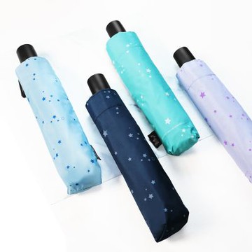【雙龍牌】STAR降溫黑膠自動開收傘星星防風防曬自動傘雨傘陽傘折傘B6290NJ2-湖水藍