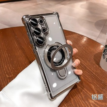 四角氣囊 磁吸支架包防摔殼 適用 三星 A07 S26 S25 Ultra S2 A56 A55 A36 電鍍透明殼