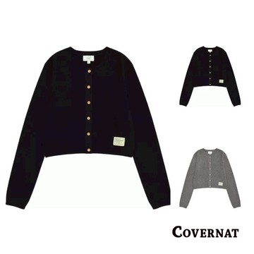 【COVERNAT】女式保暖羊毛混紡淨版百搭短款圓領針織開衫開衫（多色任選）