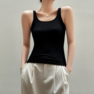 【巴黎精品】現貨+預購 無袖T恤打底衫-針織螺紋性感修身女上衣6色a1eg37