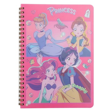 收納王妃 迪士尼 浪漫公主 25K PP線圈筆記本  桃粉  3本