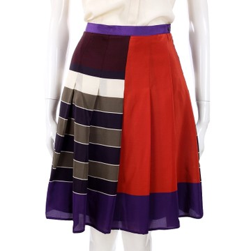 Max Mara-WEEKEND 多彩拼接條紋設計百褶及膝裙