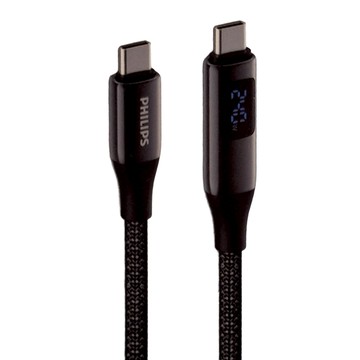 PHILIPS 飛利浦 USB-C - USB-C 240W PD USB3.1 編織快充線  125cm  黑色 編織線 PHILIPS  1條