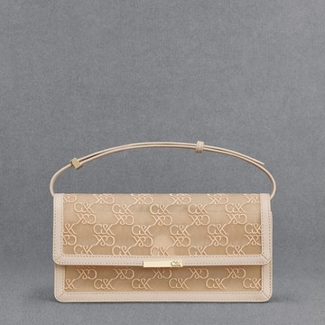 印花網紗腋下包