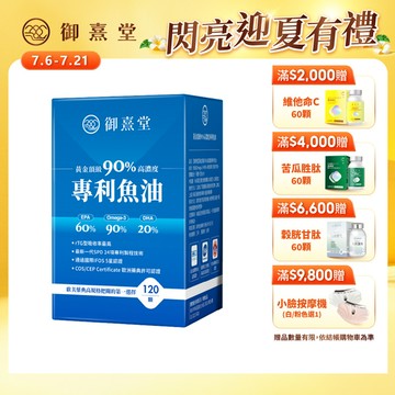 【福利品】黃金頂級 90%高濃度專利魚油（120顆）（最短效期：2026年10月）