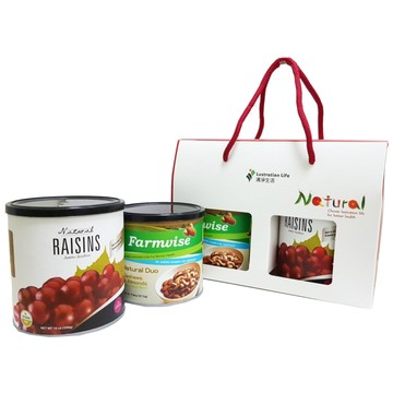 高CP禮盒-天然腰果杏仁果210g+超大無籽葡萄乾350g 2入禮盒【清淨生活】