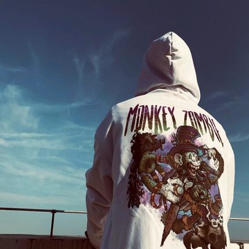 街頭滑板hiphop舞蹈生穿搭寬松大碼男女款情侶裝衛衣猴子涂鴉潮牌