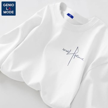 Genio Lamode白色短袖秋季長袖t恤男內搭體恤純棉男士打底衫衣服