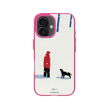iPhone 16 Clear 粉漾桃 - Taku Bannai 坂内拓 - Snow fun｜雪地與愛犬的小步伐