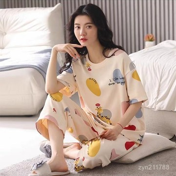 【台灣出貨】七分褲睡衣 寬鬆睡衣 睡衣套裝 夏天睡衣 睡衣女 居家服 家居服 韓國家居服 女生睡衣 短袖睡衣 韓版睡衣