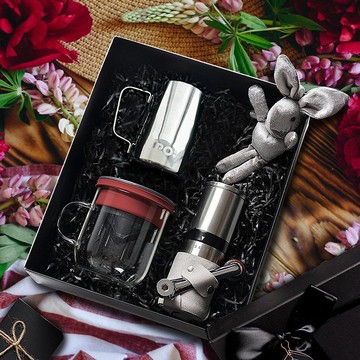 【手沖咖啡套裝禮盒】磨豆機/咖啡杯350ml/拉花杯 生日 新年禮物