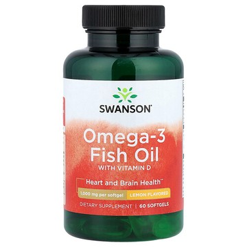 Swanson Vitamins, 含維生素 D 的 Omega-3 魚油，檸檬味，60 粒軟膠囊