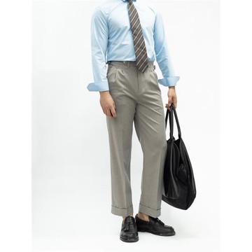 春季新品 暖冬精紡面料高密彈力巴黎扣休閑西褲 男士九分褲小直筒